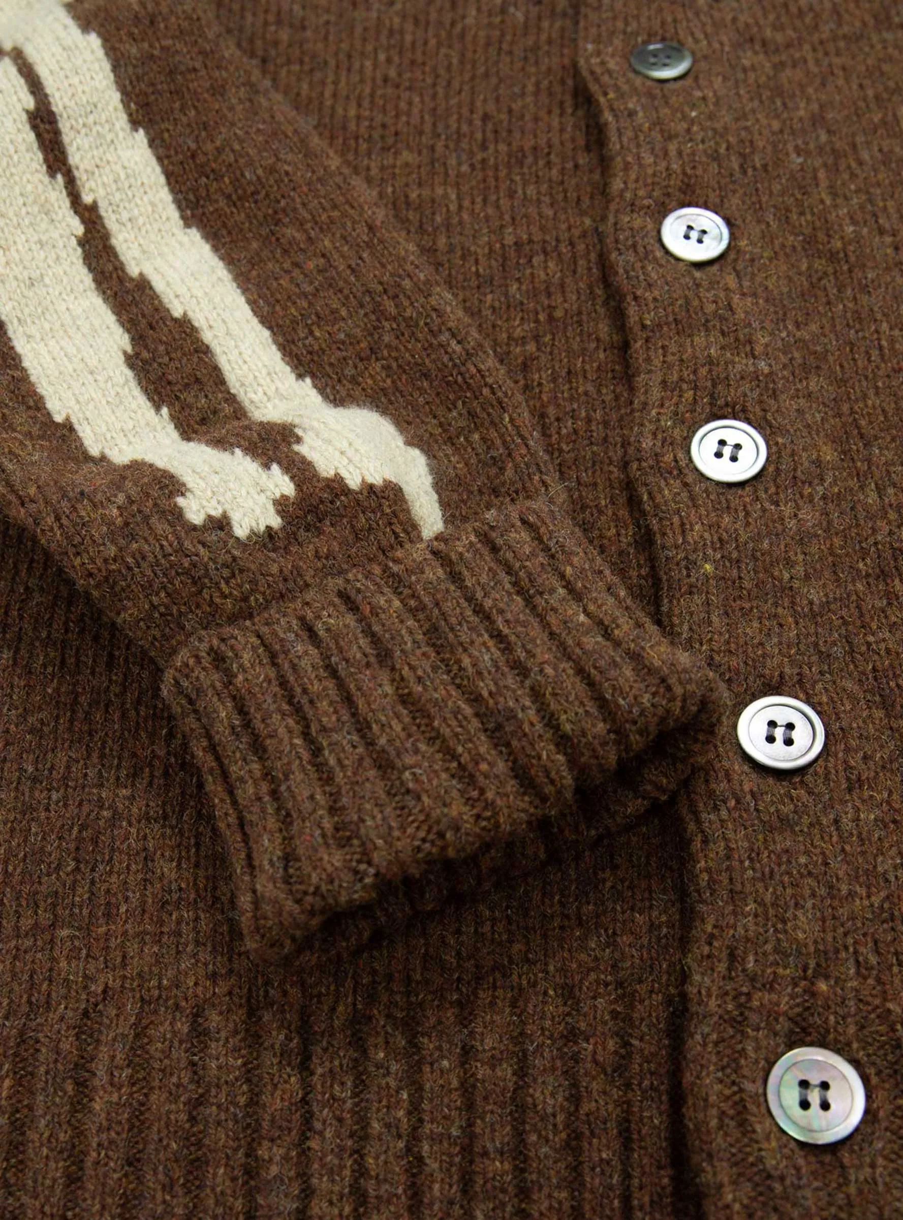 5G Wool Bone Short Cardigan Brown