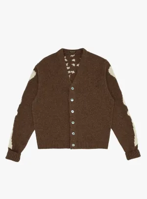 5G Wool Bone Short Cardigan Brown