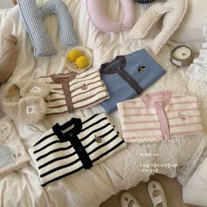 DXJ Kids Striped Knitted Cardigan