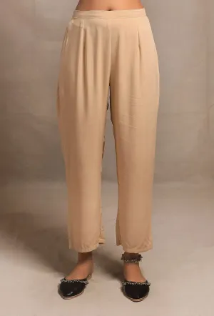 Ecru Straight Fit Narrow Pants