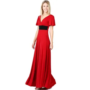 Elegant Slip on Short Sleeves Evening Dress