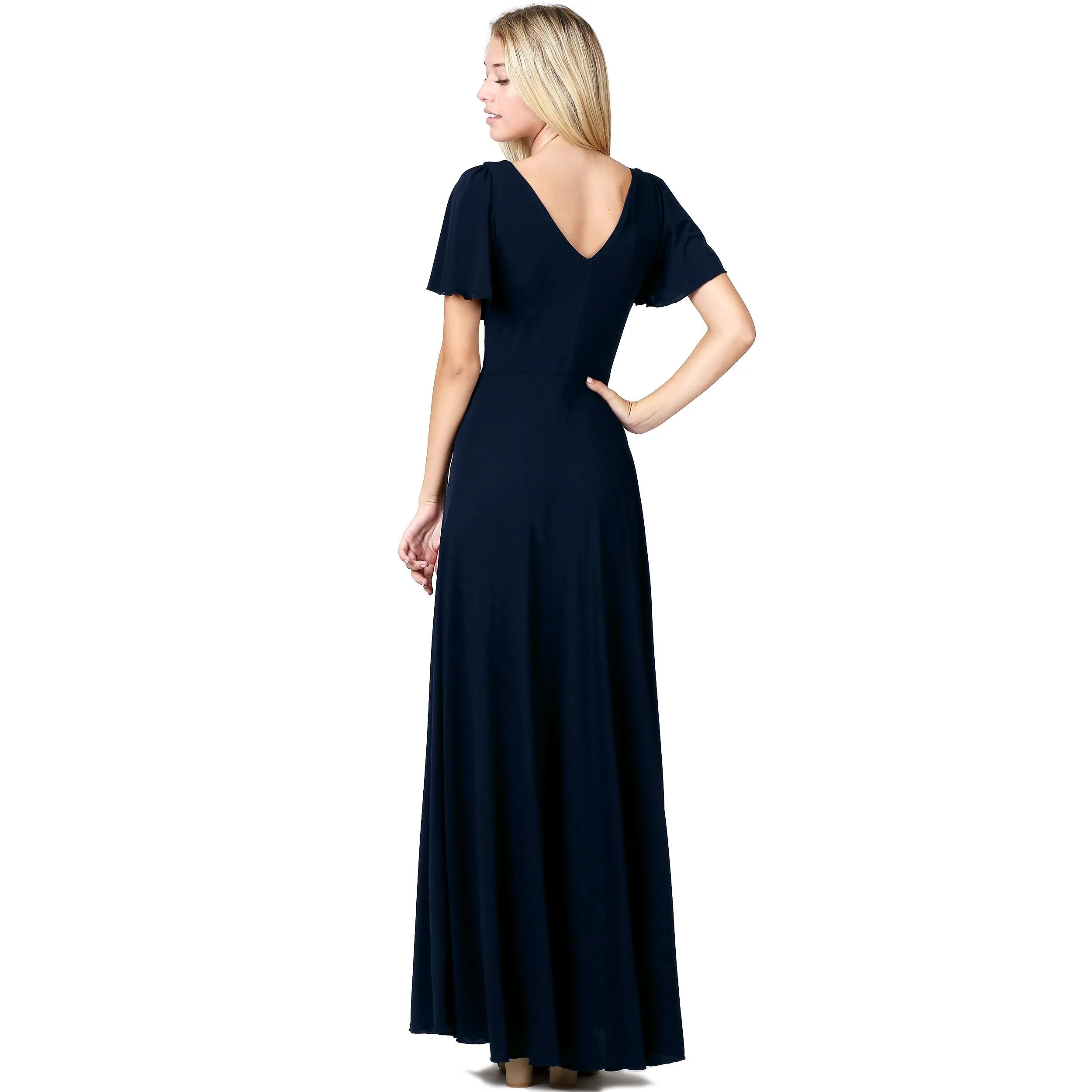 Elegant Slip on Short Sleeves Evening Dress