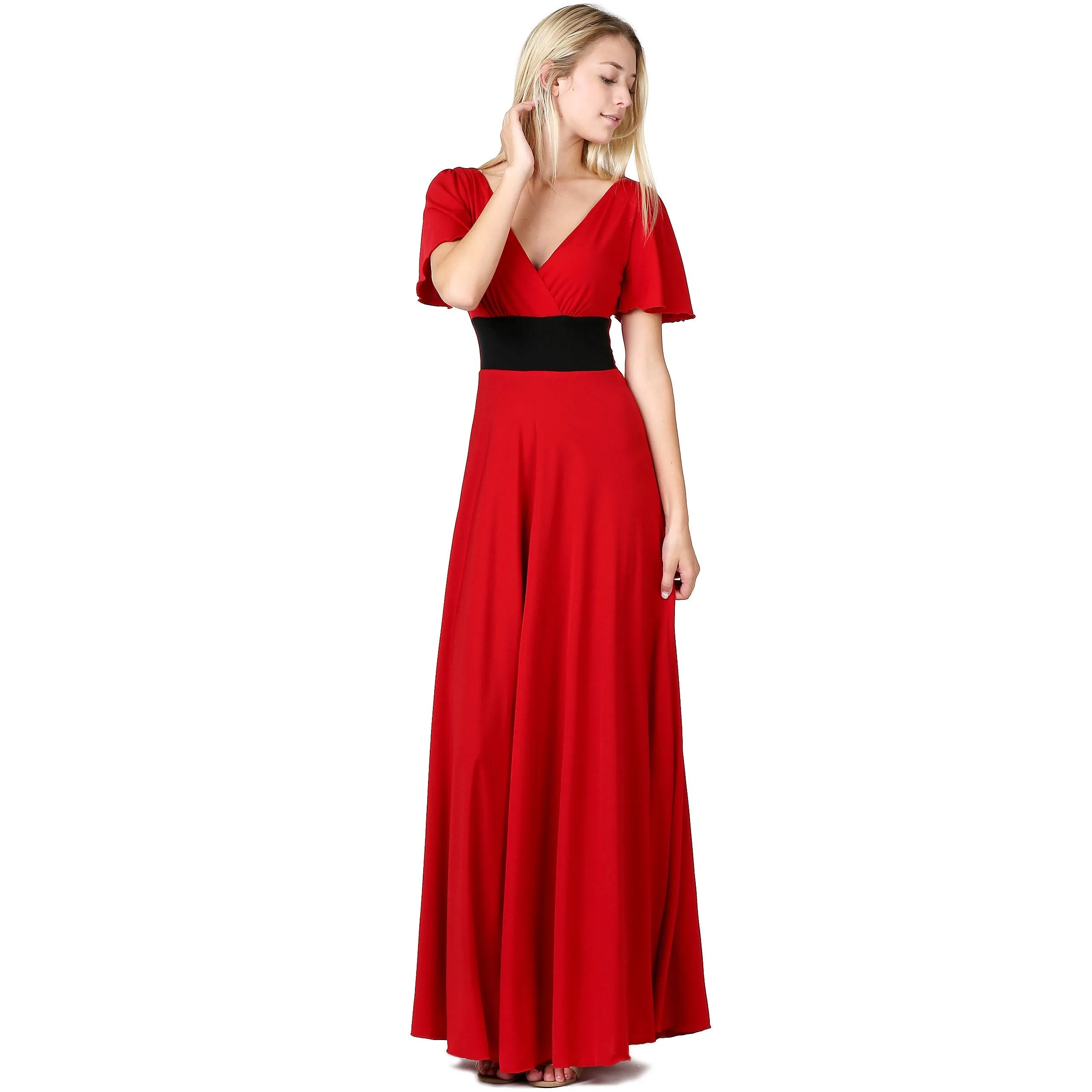 Elegant Slip on Short Sleeves Evening Dress