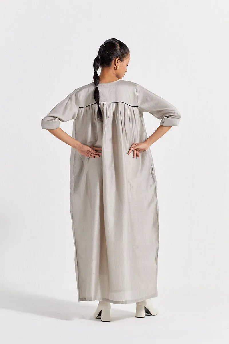 Gather Neck Dress - Ash Grey