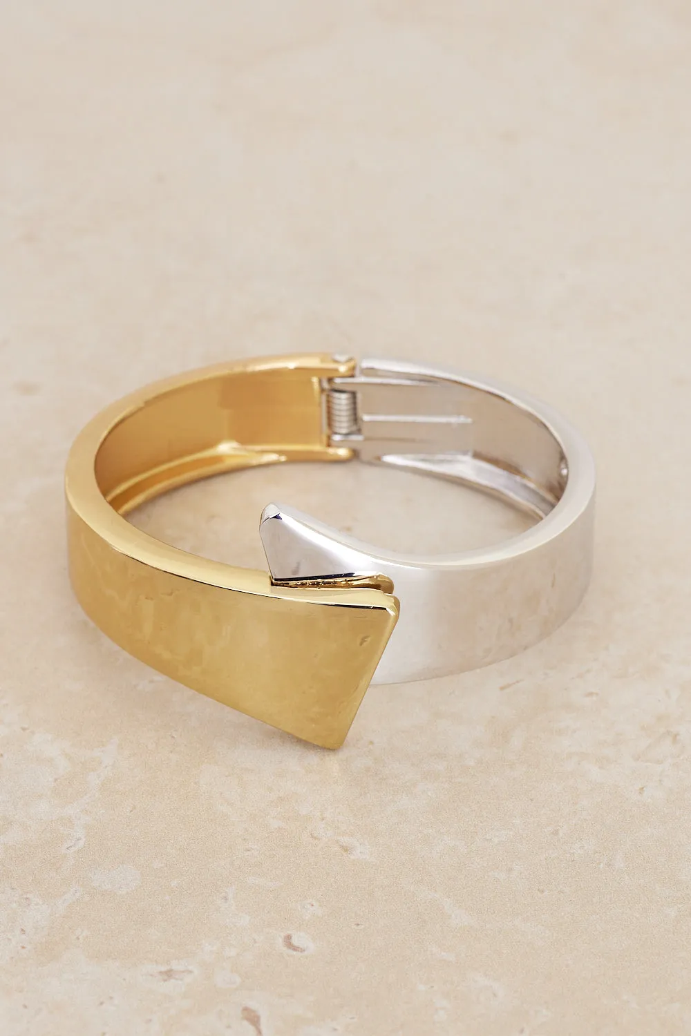 Geometric Cuff Bangle - Gold/Silver