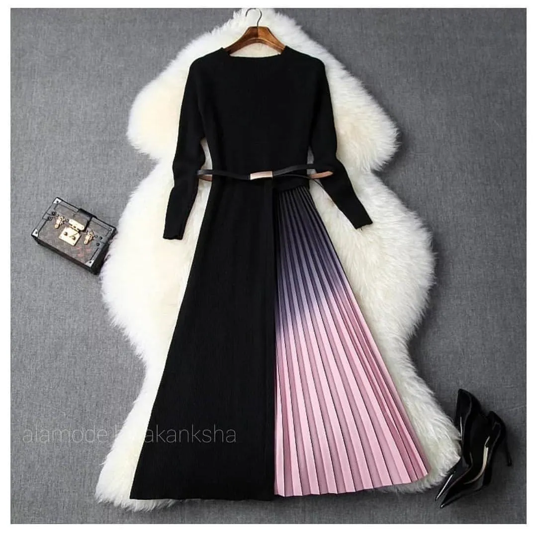 Gradient Pleated Dress