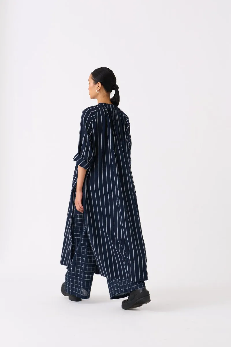 Gther Neck Shirt Co Ord Set of 2 Black Stripe