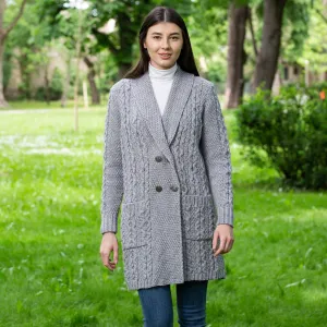 Ladies Shawl Neck Knitted Irish Cardigan