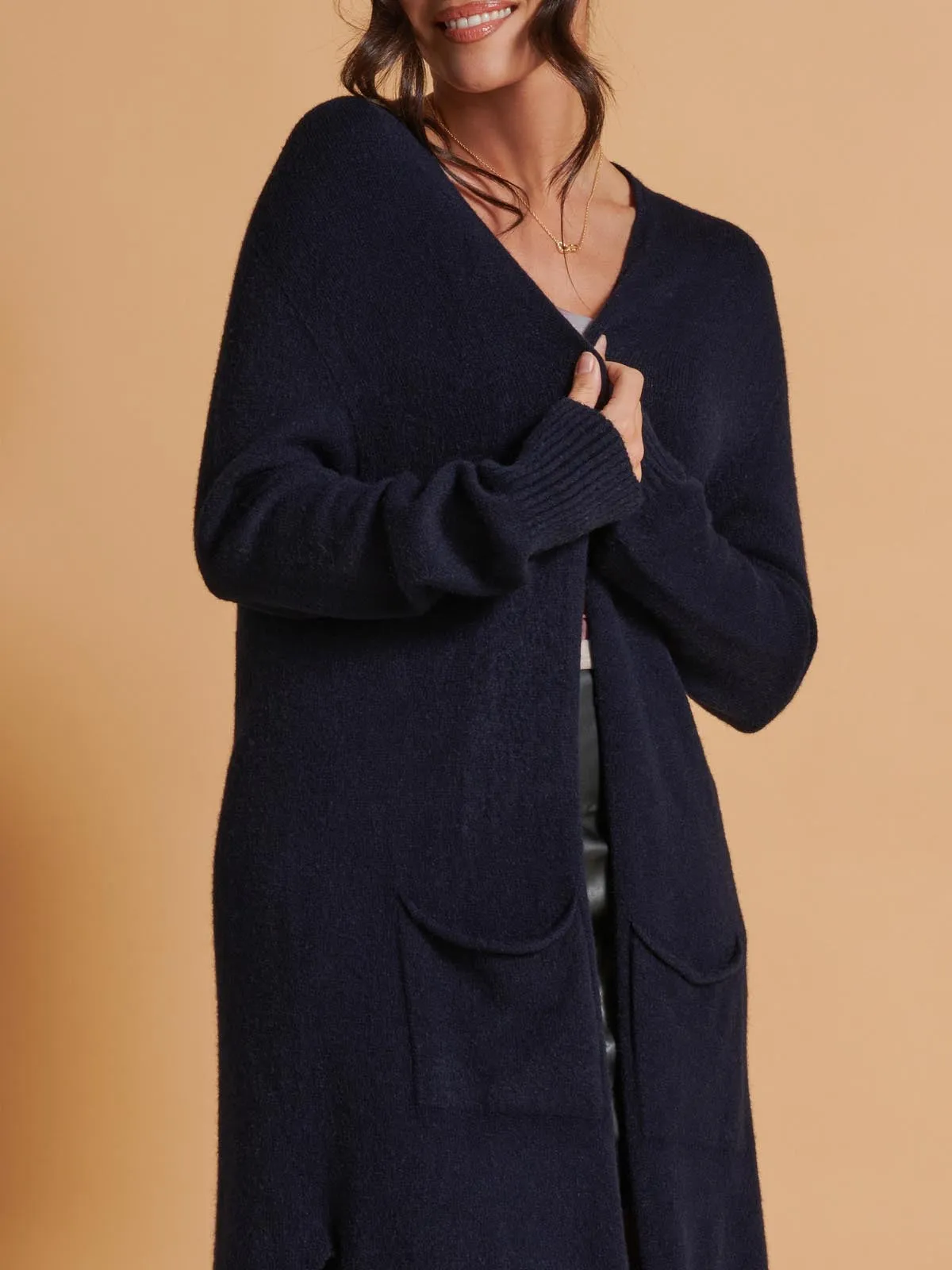 Longline Soft Knitted Cardigan, Blue