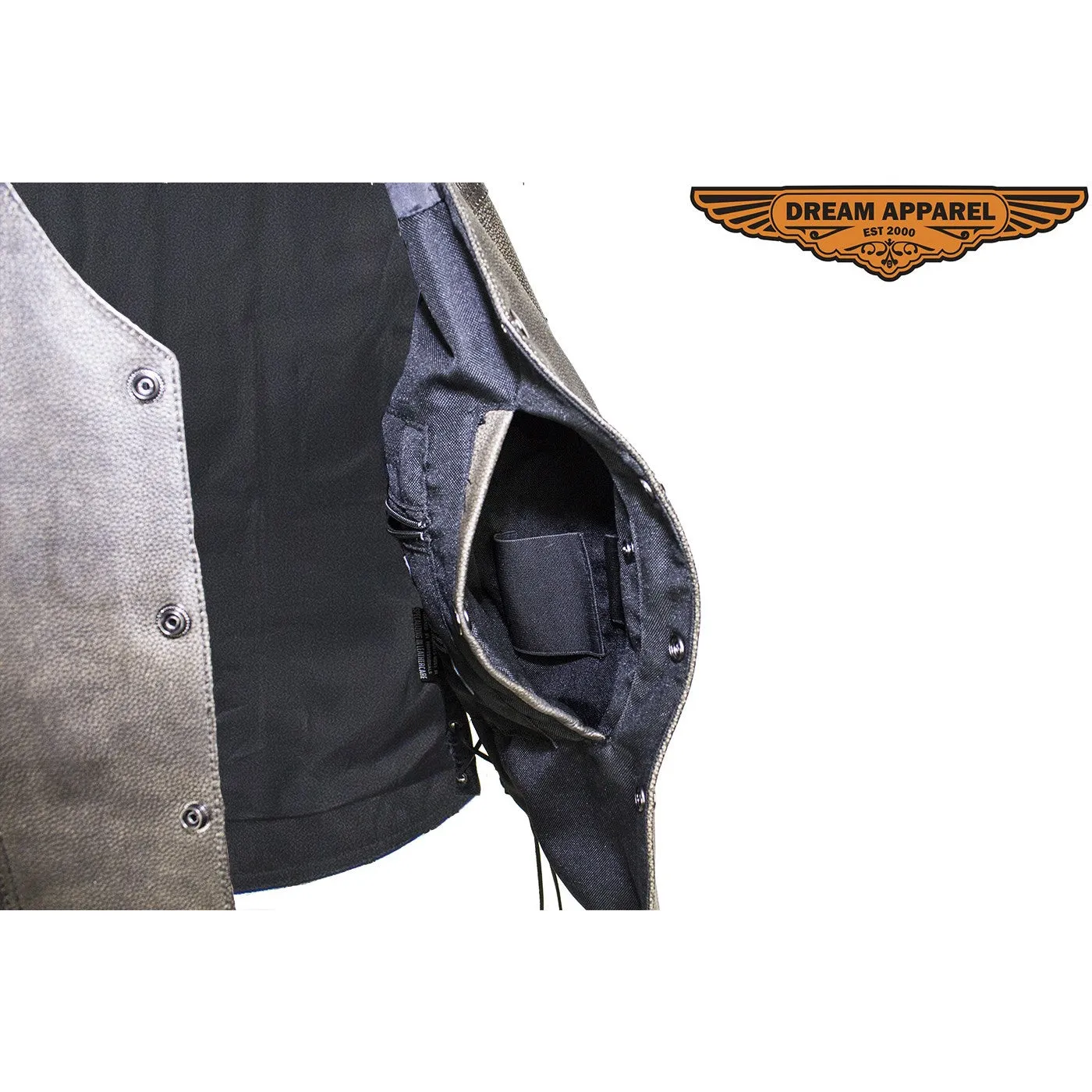 Men's Brown Leather Vest with Live to Ride