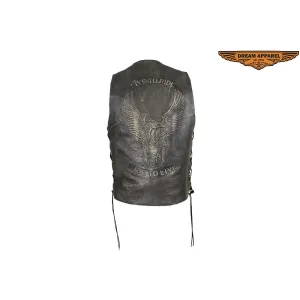 Men's Brown Leather Vest with Live to Ride