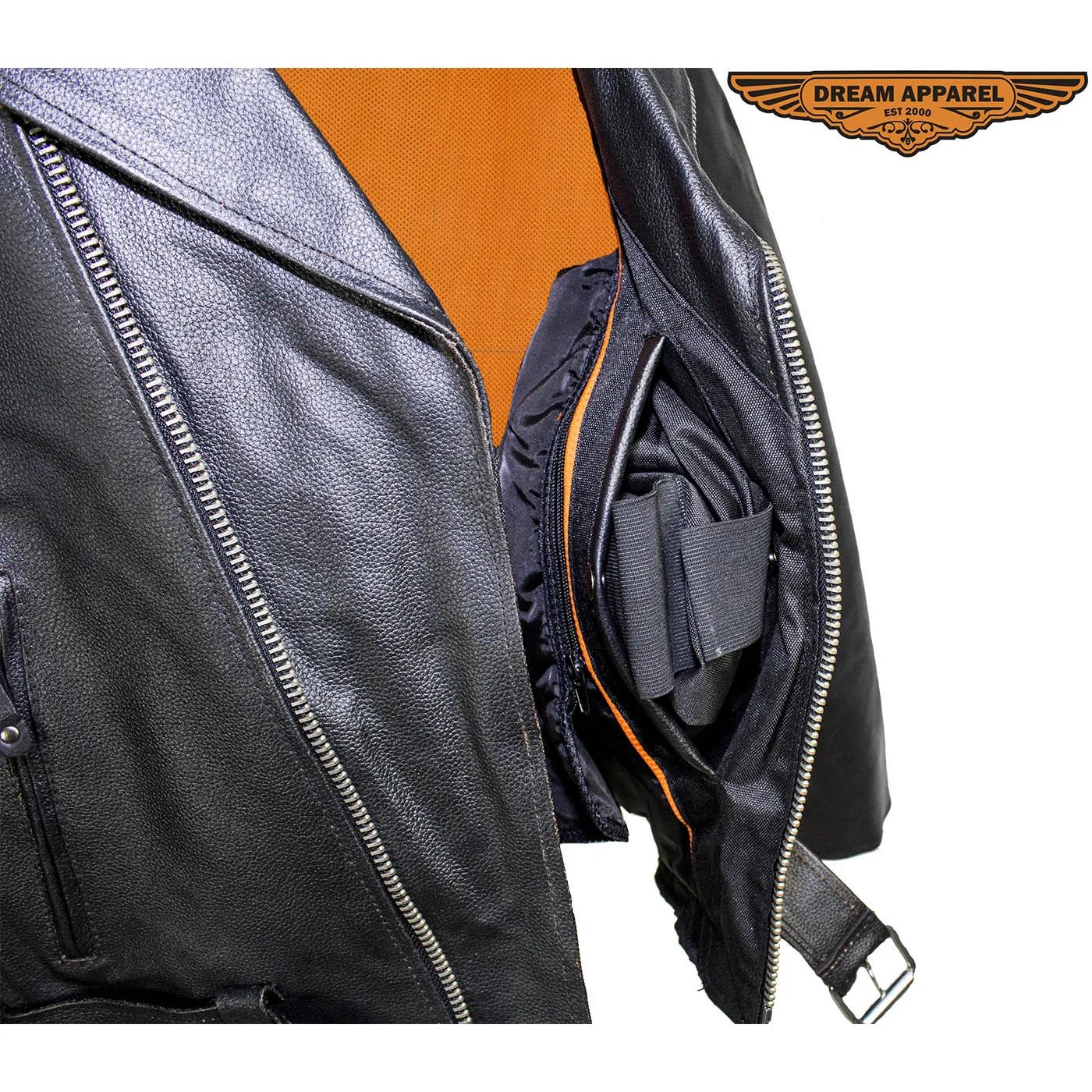 Mens Leather Motorcycle Jacket With Eagle