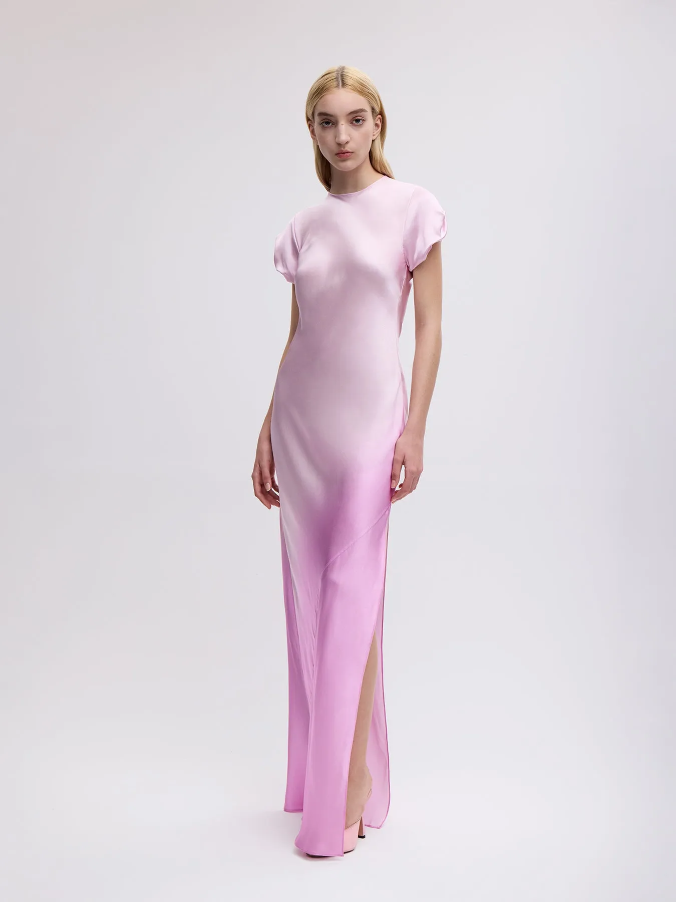 Nausheen Silk Gown in Fuschia Degrade