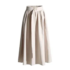 Patchwork Belts Casual Elegant Skirts For Women High Waist Spliced Folds Minimalist Temperament Skirt Female