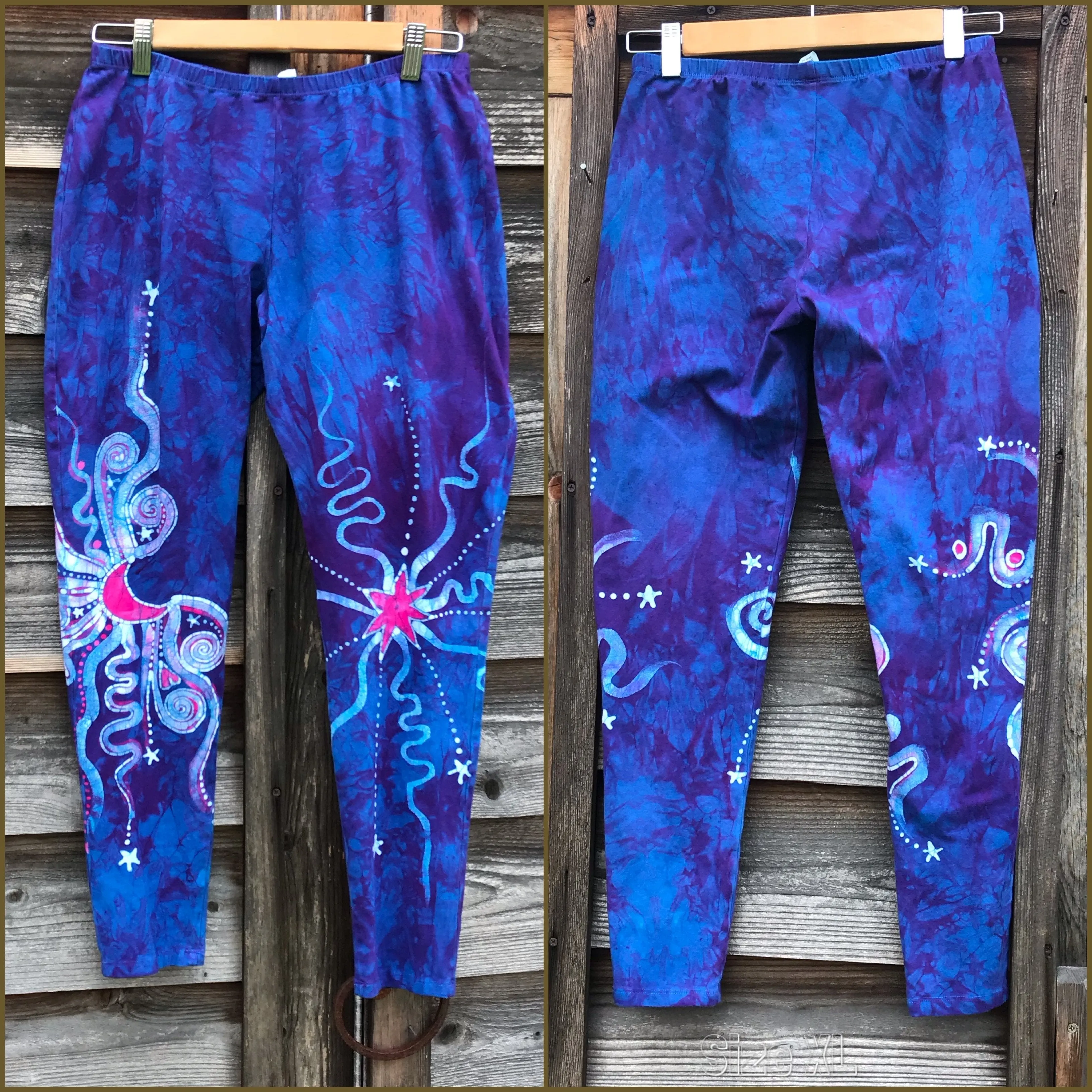 Pink and Blue Moon Leggings - Size Small ONLY