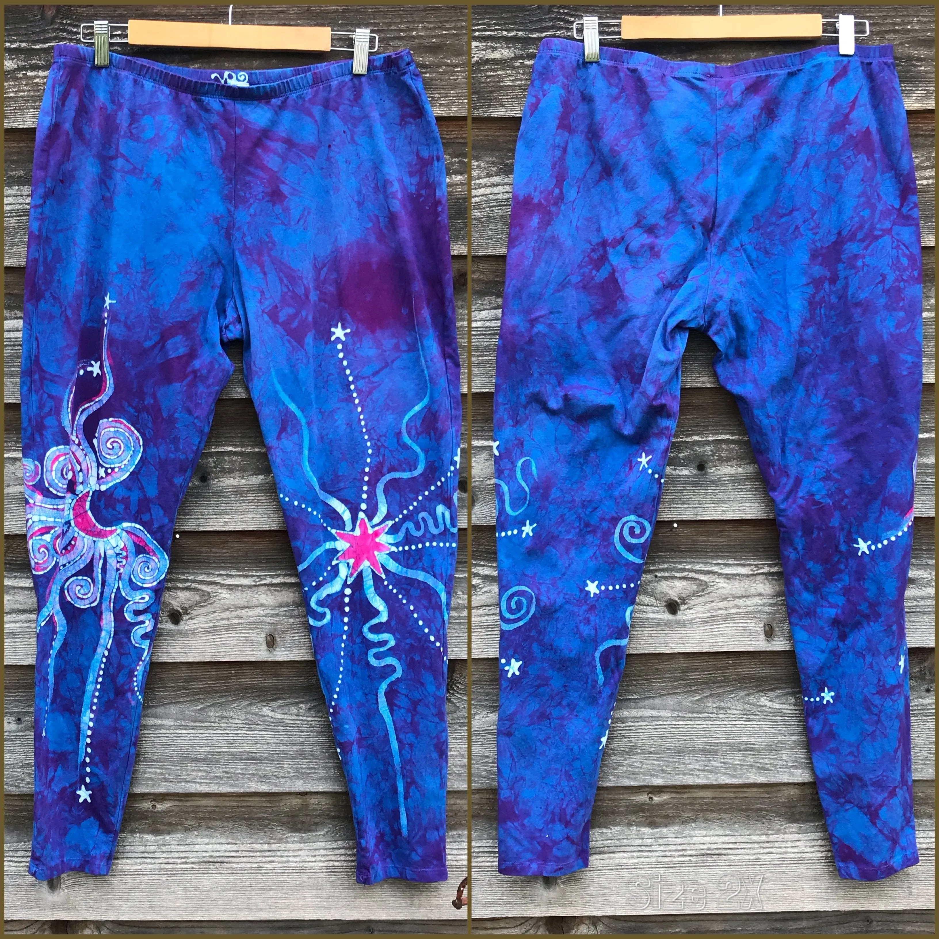 Pink and Blue Moon Leggings - Size Small ONLY