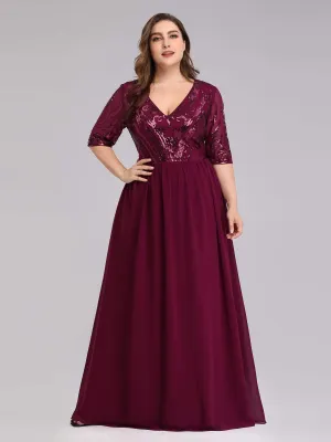 Plus Size Half Sleeve Evening Dress For Weddings