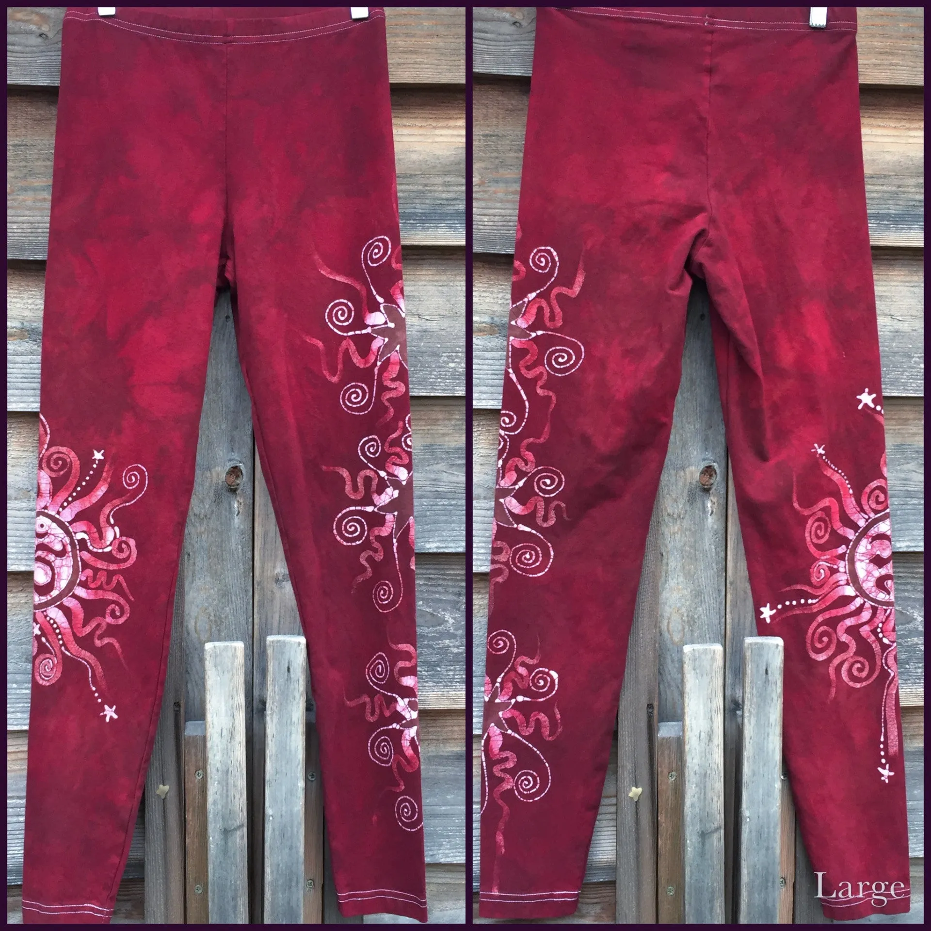 Red Earth Om and Batik Stars Leggings