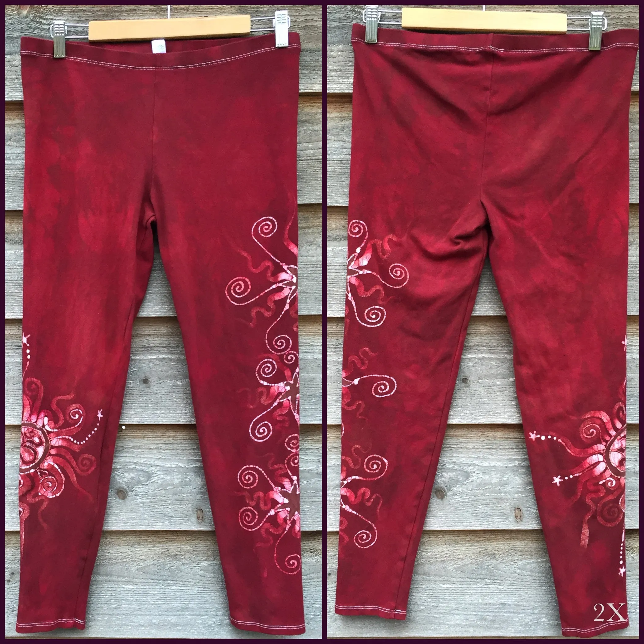 Red Earth Om and Batik Stars Leggings