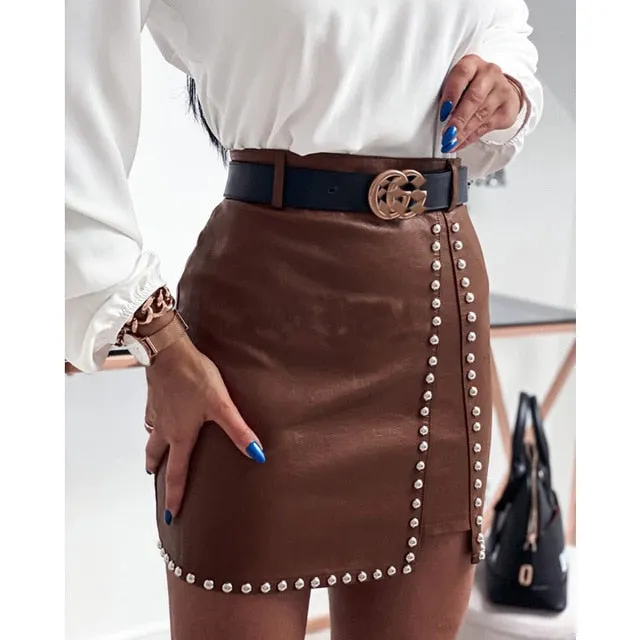 Trixie Studded Leather Skirt