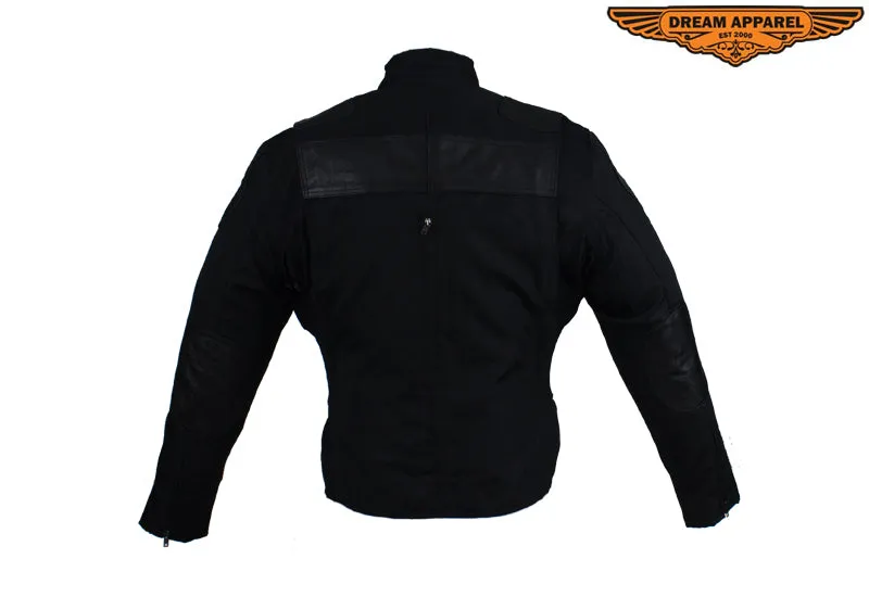 Womens Textile & Leather Racer Jacket